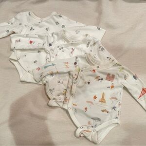 Set of 3 Pehr Long Sleeve Onesie, organic cotton, 0-3M